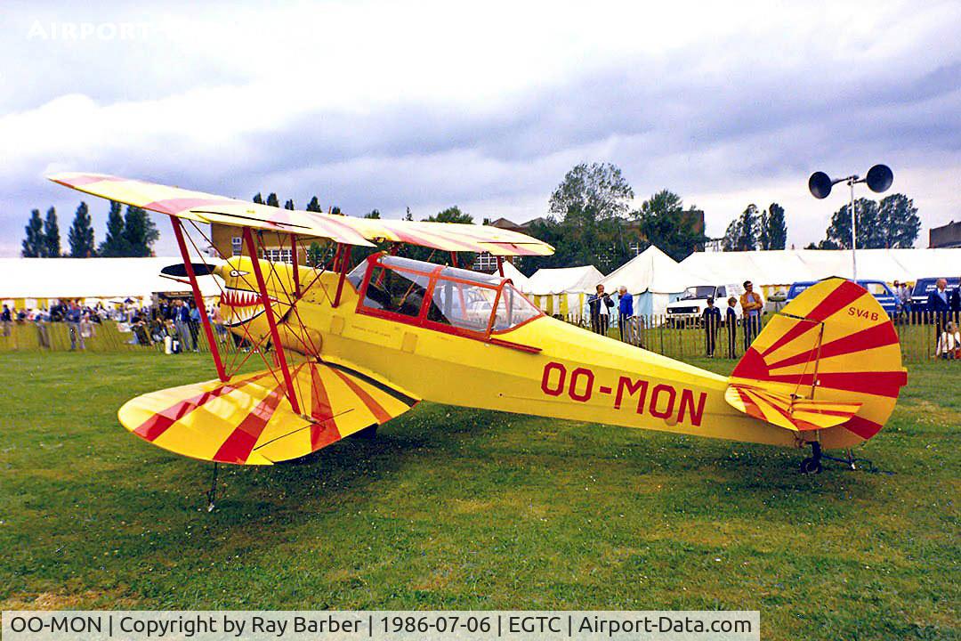 OO-MON, 1951 Stampe-Vertongen SV-4B C/N 1172, Stampe et Vertongen Stampe SV.4B [1172] Cranfield~G 06/07/1986