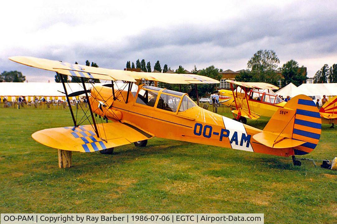 OO-PAM, 1953 Stampe-Vertongen SV-4B C/N 1190, Stampe et Vertongen Stampe SV.4B [1190] Cranfield~G 06/07/1986