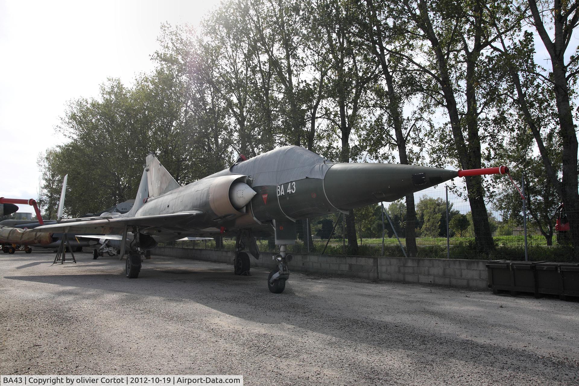 BA43, SABCA Mirage 5BA C/N 43, Front view, Musée aéronautique d'Orange, France