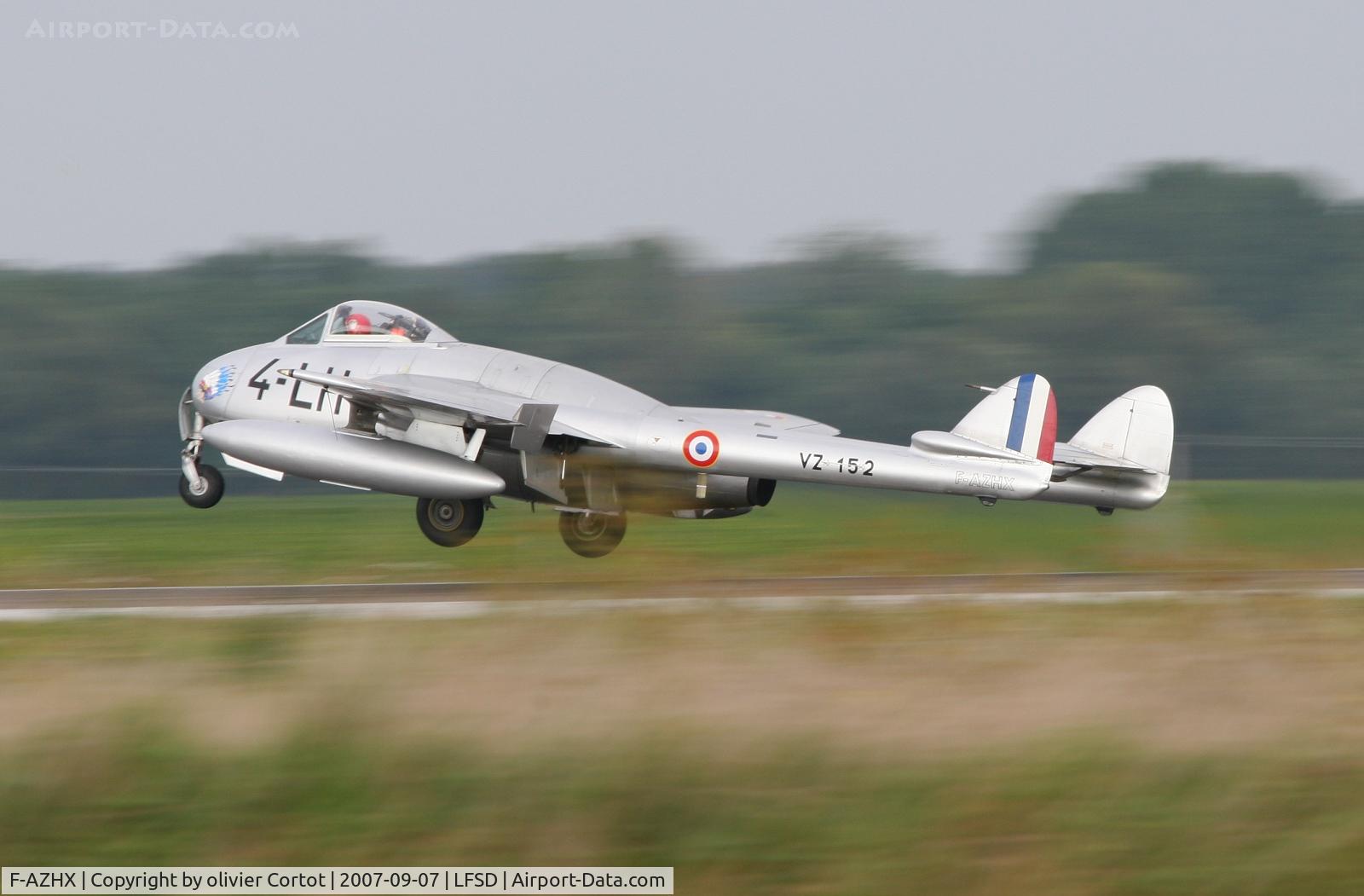 F-AZHX, De Havilland (FFA) Vampire FB.6 (DH-100) C/N 624, landing at Dijon AFB