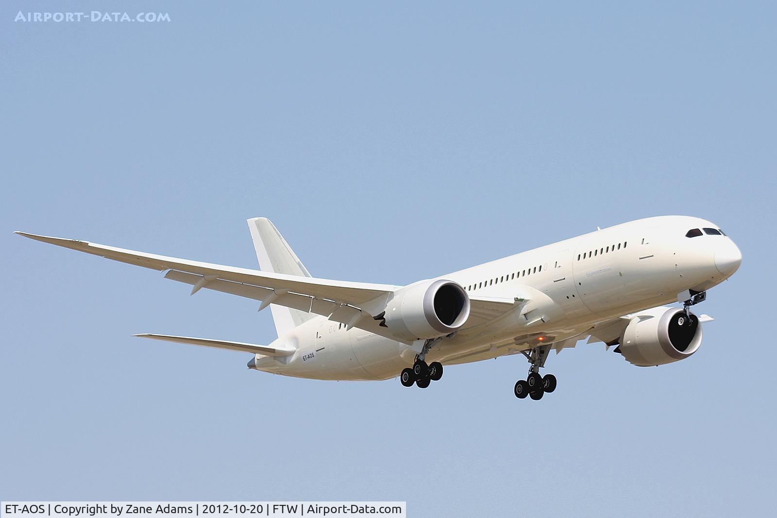 ET-AOS, 2012 Boeing 787-8 Dreamliner C/N 34747, Ethiopian 787 landing at Meacham Field - headed to the paint shop.