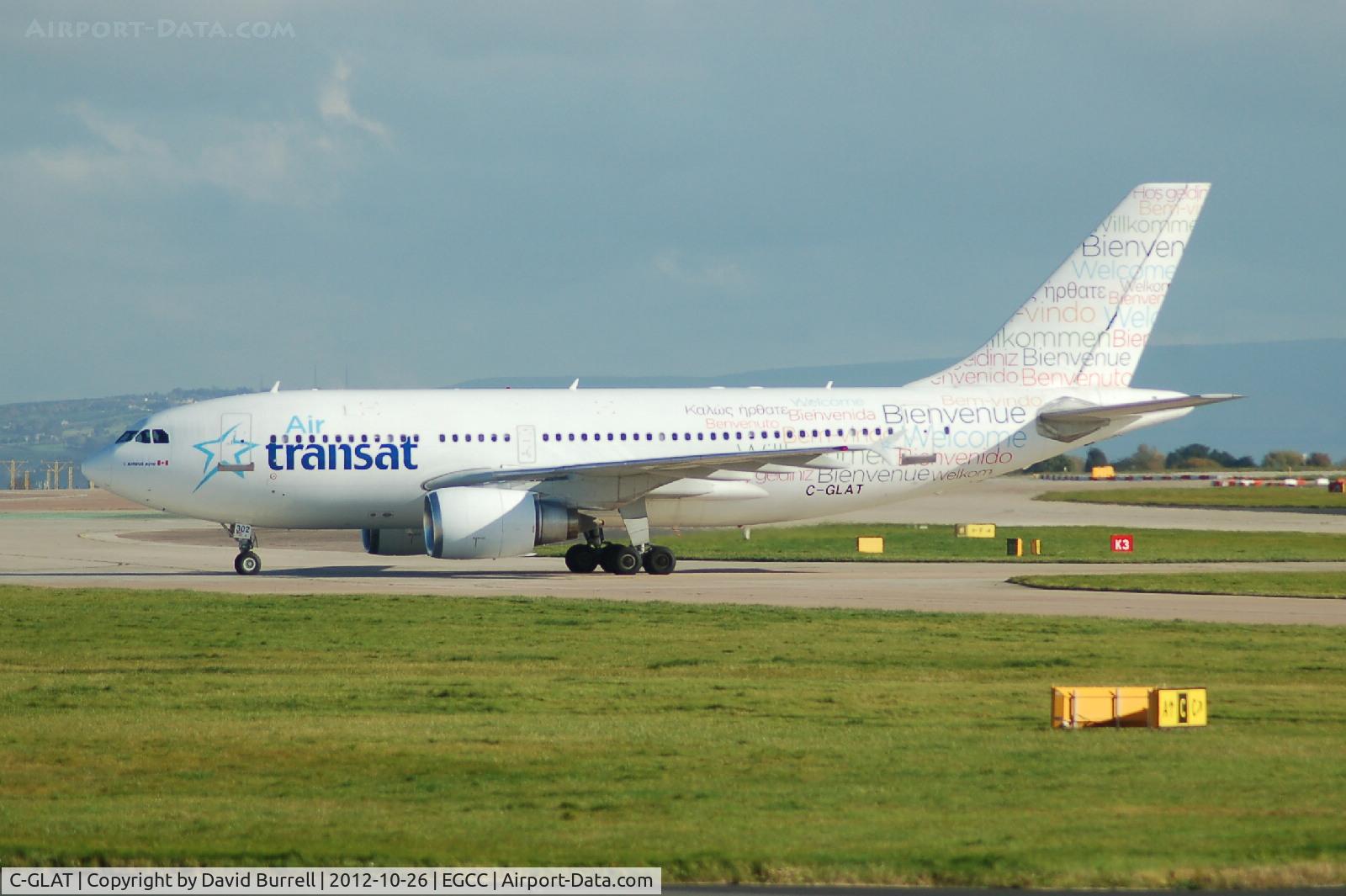 C-GLAT, 1991 Airbus A310-308 C/N 588, Air Transat C-GLAT taxiing at Manchester Airport