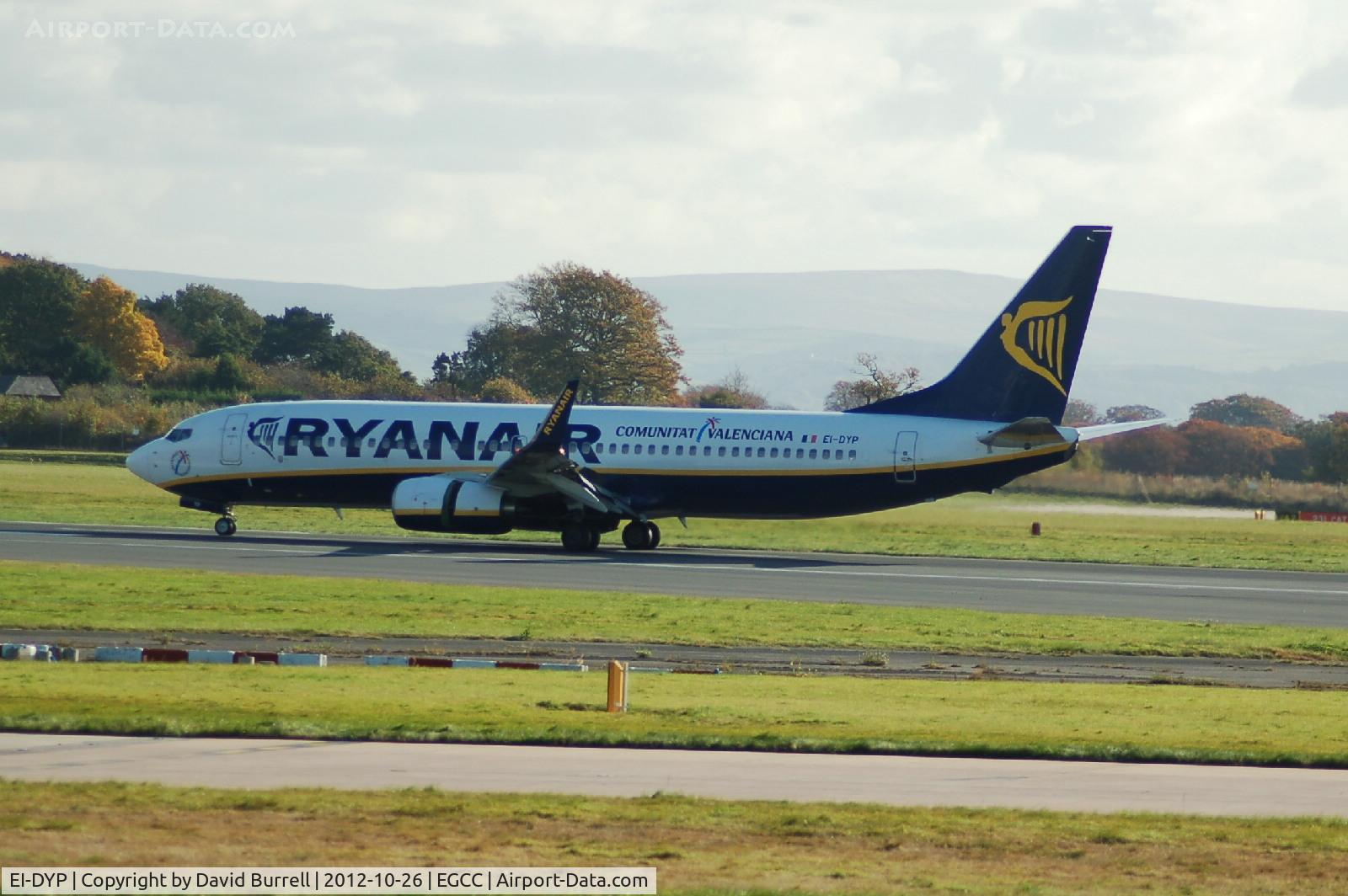 EI-DYP, 2008 Boeing 737-8AS C/N 37515, Ryanair Boeing 737-8AS landing at Manchester Airport