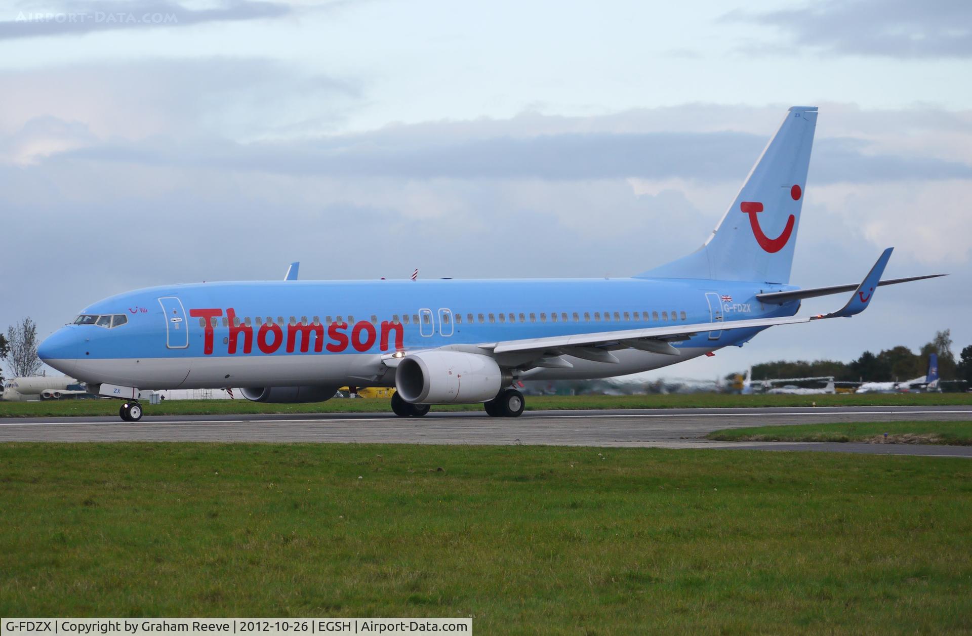 G-FDZX, 2011 Boeing 737-8K5 C/N 37258, About to depart.