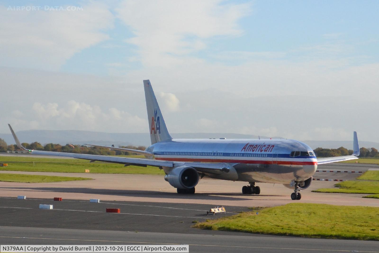 N379AA, 1993 Boeing 767-323/ER C/N 25448, American Airlines Boeing 767-323 taxiing at Manchester Airport.