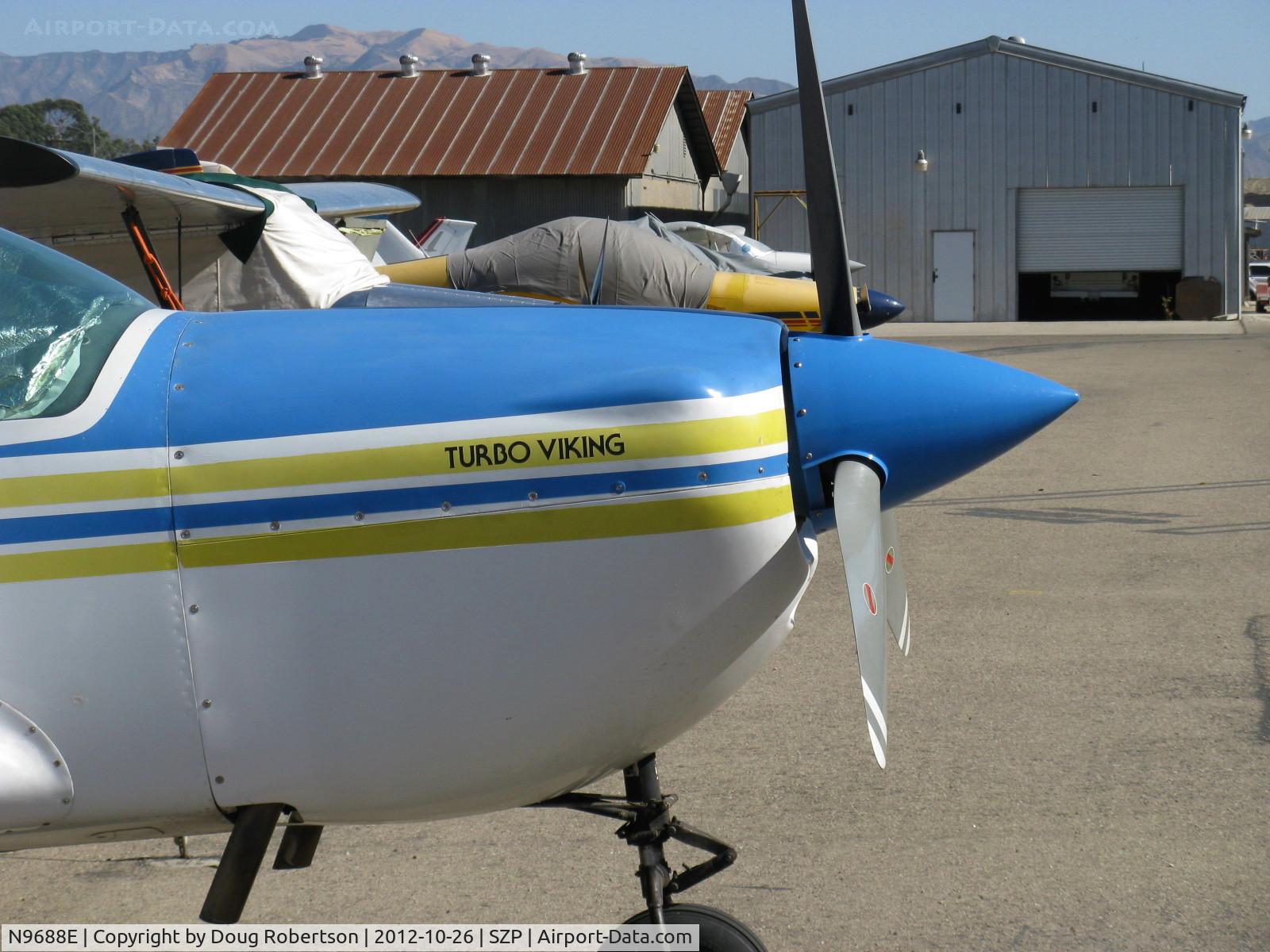 N9688E, 1976 Bellanca 17-31ATC Super Viking C/N 76-31132, 1976 Bellanca 17-31ATC Turbo VIKING, Lycoming TIO-540-1KE5  two Rajay turbochargers 300 Hp, 3-blade CS prop, cowl logo