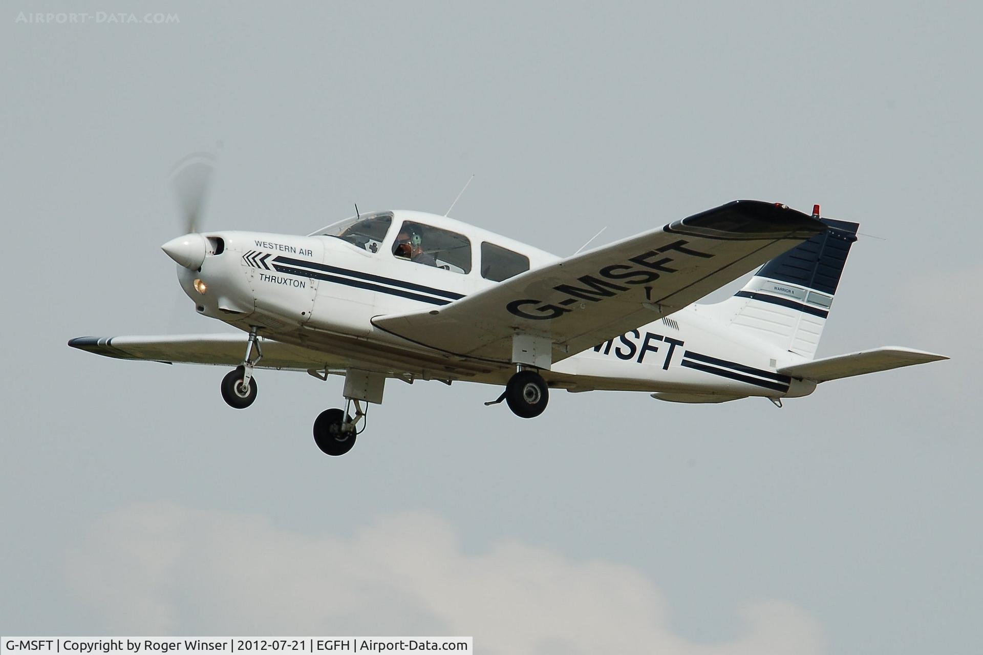 G-MSFT, 1984 Piper PA-28-161 Cherokee Warrior II C/N 28-8416093, Visiting Cherokee Warrior II operated by Western Air (Thruxton).