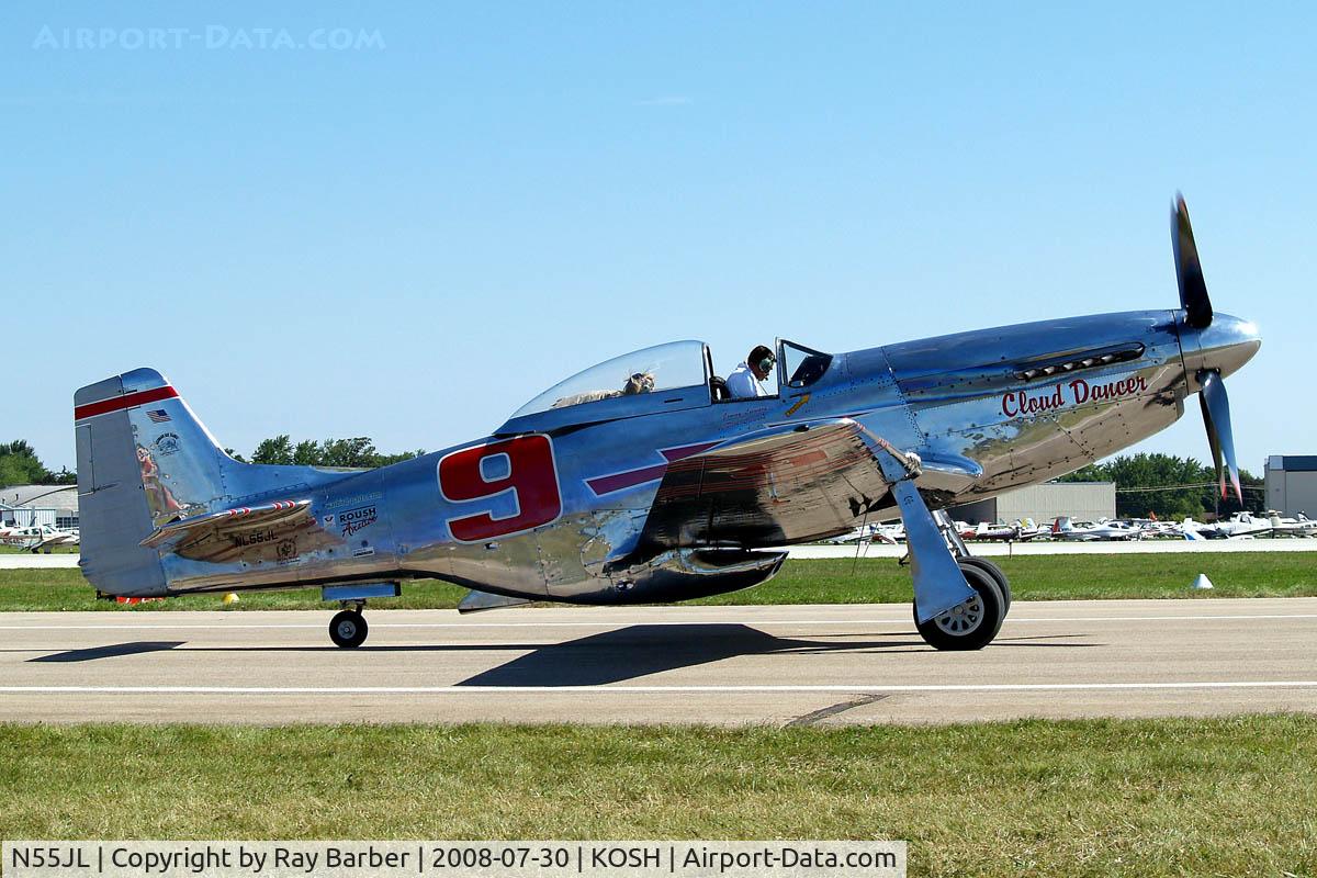 N55JL, 1944 North American F-51D Mustang C/N 124-44471, North American P-51D Mustang [124-44471] Oshkosh-Wittman Regional~N  30/07/2008