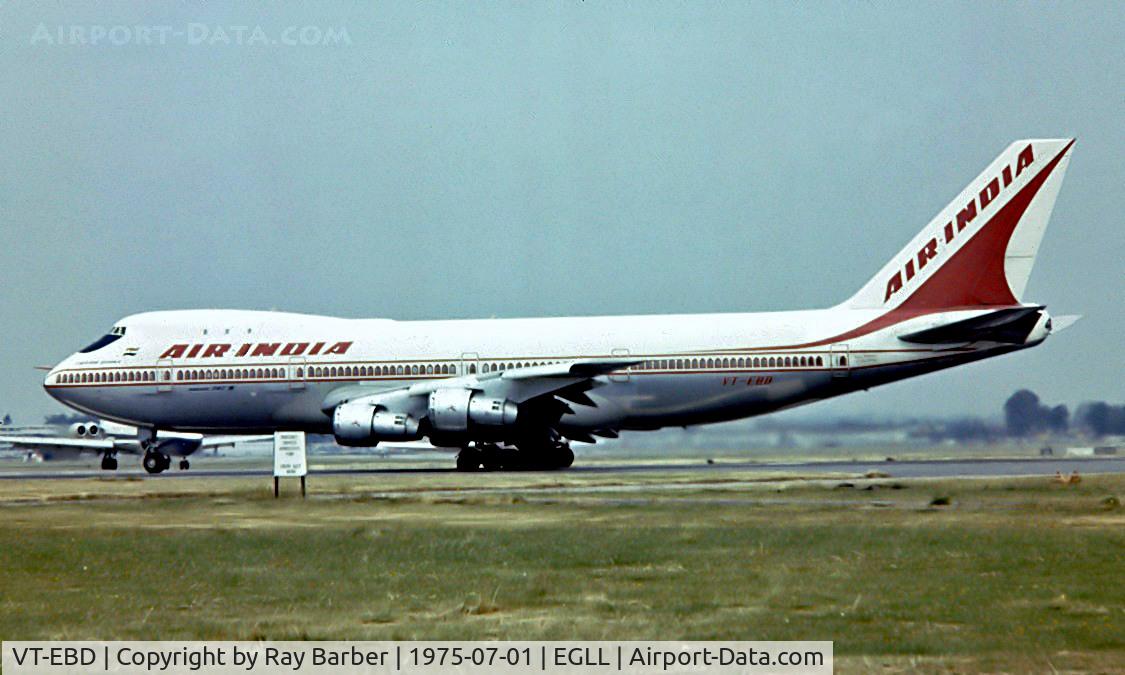 VT-EBD, 1971 Boeing 747-237B C/N 19959, Boeing 747-237B [19949] (Air India) Heathrow~G 01/07/1975