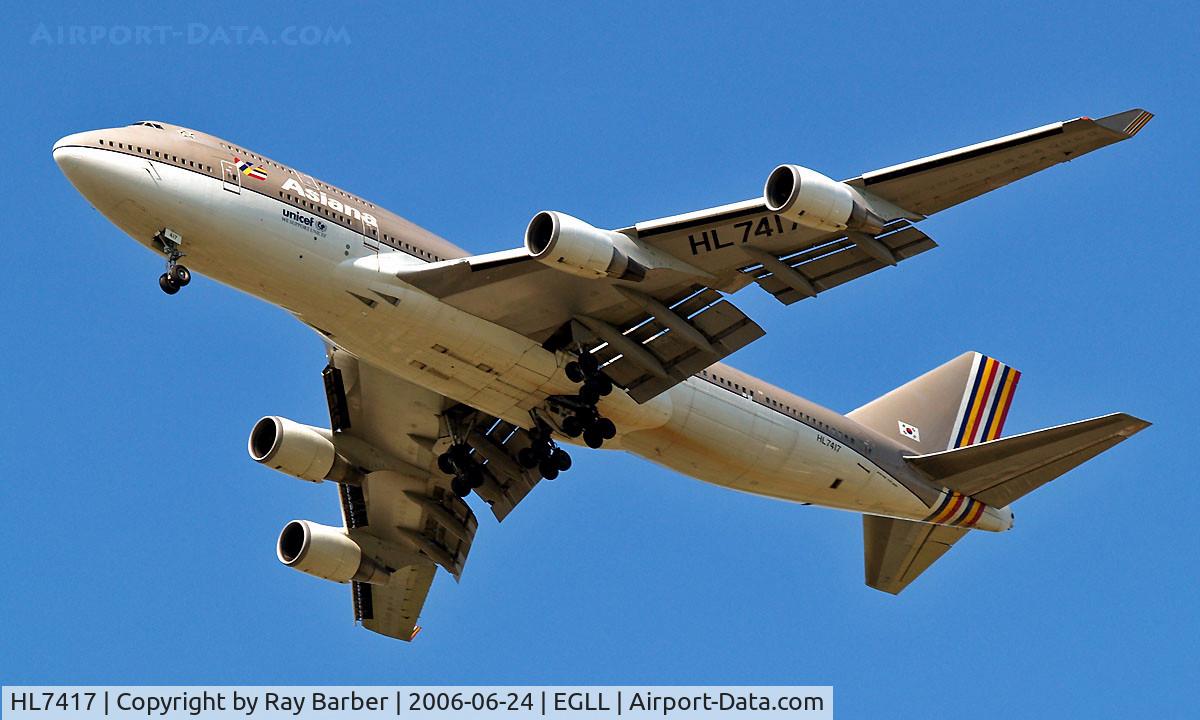 HL7417, 1993 Boeing 747-48EM(BDSF) C/N 25779, Boeing 747-48EM [25779] (Asiana Airlines) Home~G 24/06/2006