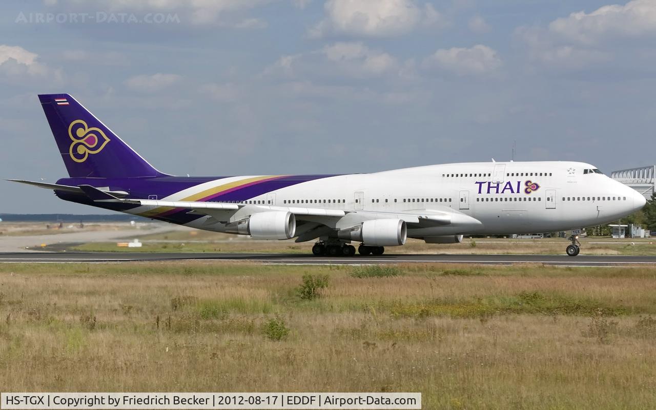 HS-TGX, 1997 Boeing 747-4D7 C/N 27725, departure via RW18W