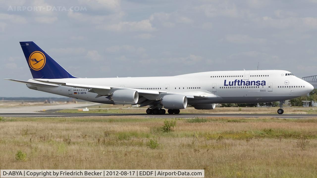 D-ABYA, 2012 Boeing 747-830 C/N 37827, departure via RW18W
