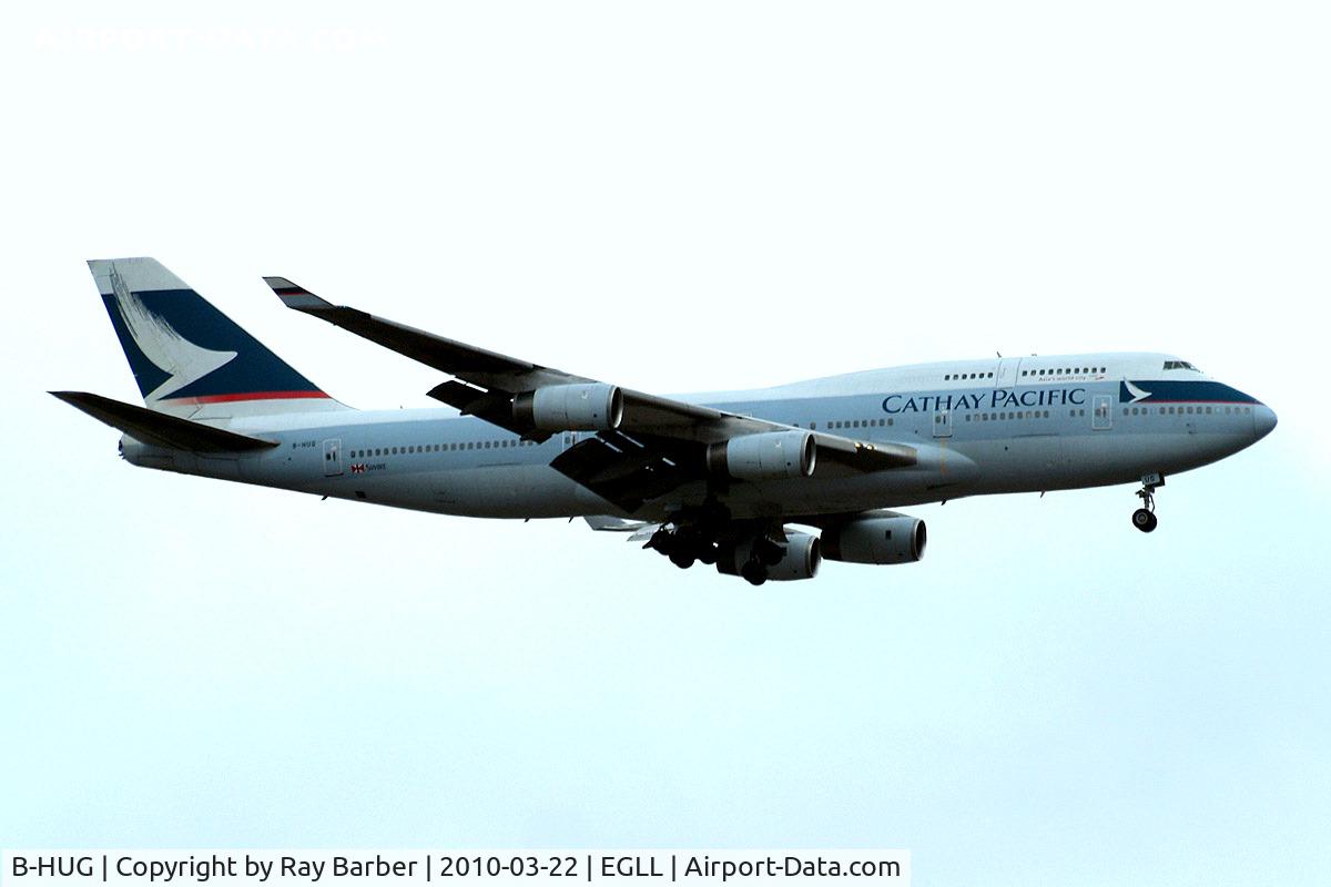 B-HUG, 1993 Boeing 747-467 C/N 25870, Boeing 747-467 [25870] (Cathay Pacific) Home~G 22/03/2010. On approach 27L.