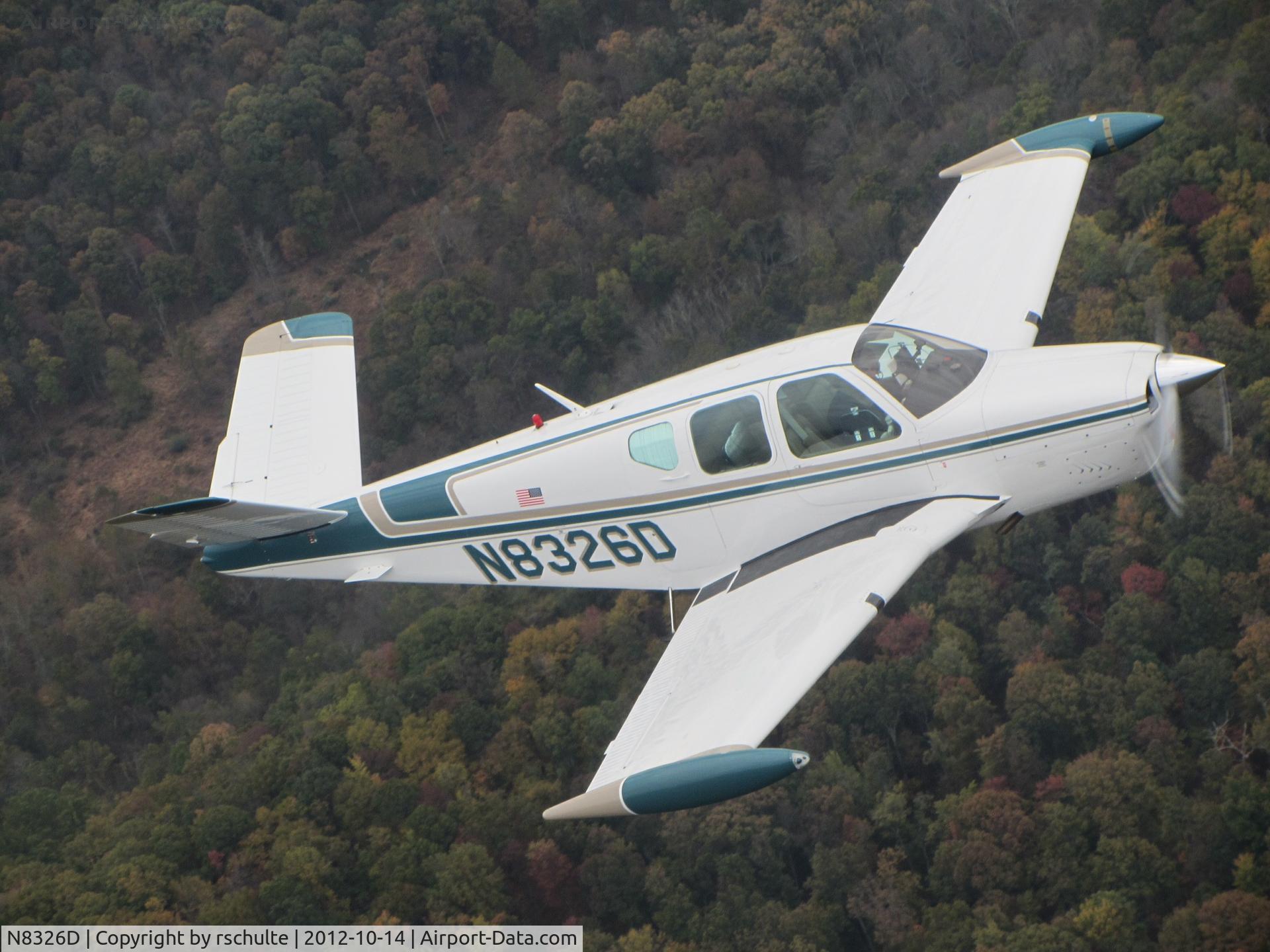 N8326D, 1958 Beech J35 Bonanza C/N D-5442, Over Appalachia