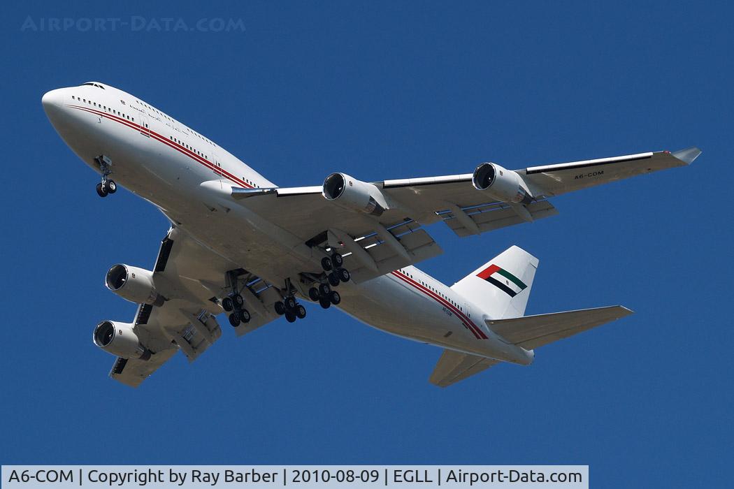 A6-COM, 1991 Boeing 747-433 C/N 25074, Boeing 747-433 [25074] (Dubai Government Air Wing) Heathrow~G 09/08/2010