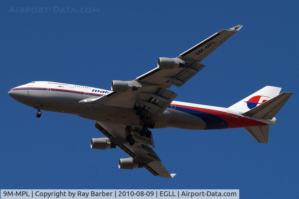 9M-MPL, 1998 Boeing 747-4H6 C/N 28428, Boeing 747-4H6 [28428] (Malaysia Airlines) Home~G 09/08/2010
