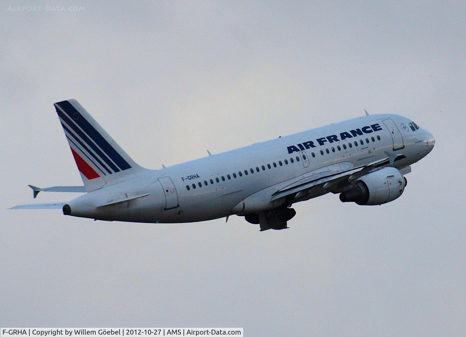 F-GRHA, 1999 Airbus A319-111 C/N 938, Take off from runway 09 of Schiphol Airport