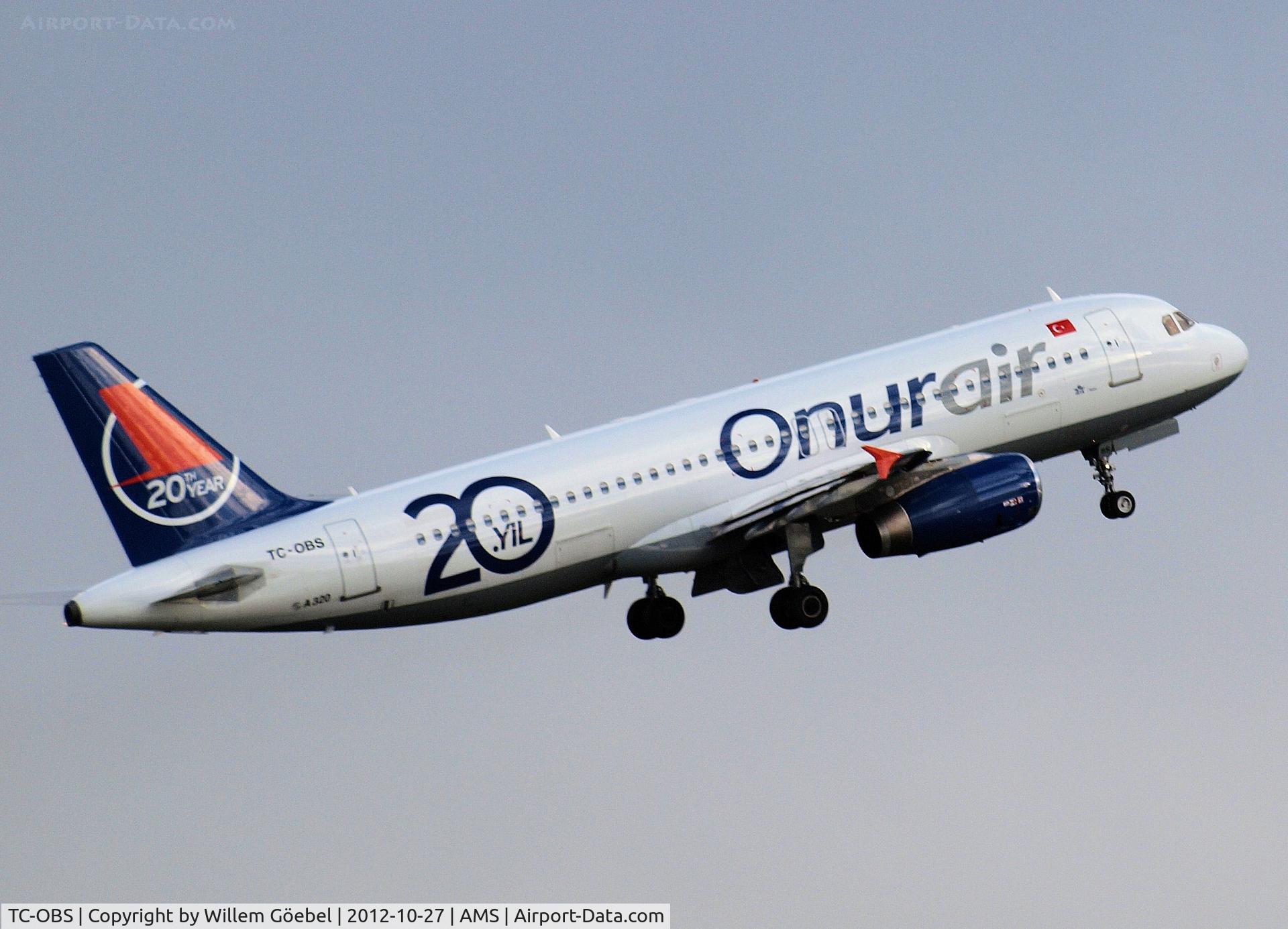 TC-OBS, 1997 Airbus A320-232 C/N 543, Take off from runway 09 of Schiphol Airport