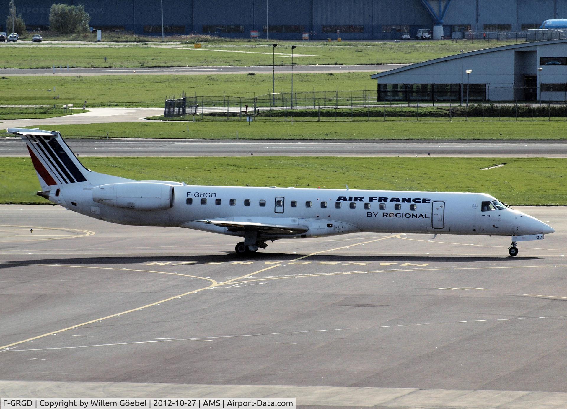 F-GRGD, 1998 Embraer EMB-145EU (ERJ-145EU) C/N 145043, Taxi to the gate of Schiphol Airport