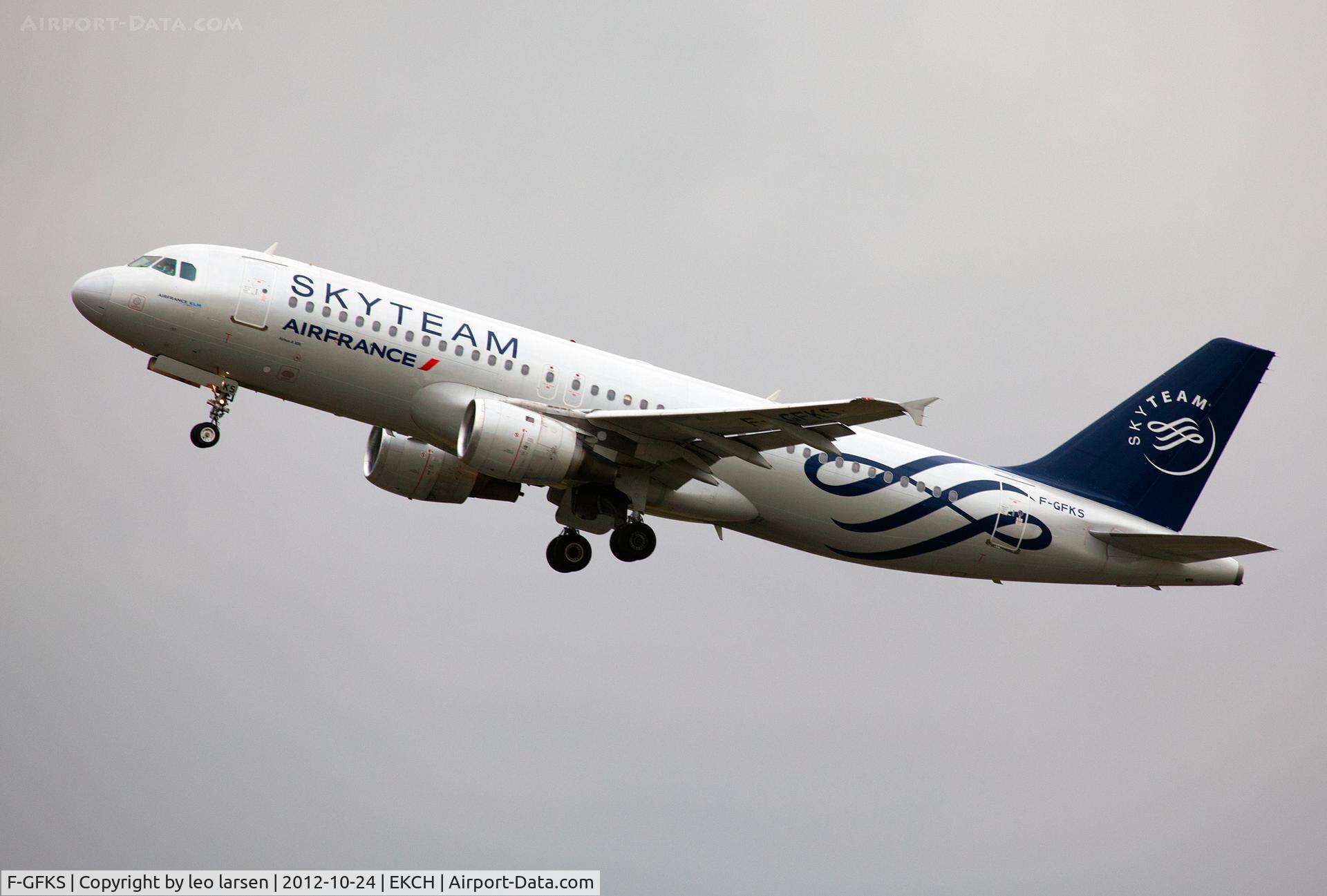 F-GFKS, 1991 Airbus A320-211 C/N 0187, Copenhagen Kastrup 24.10.12 T/O R-22R