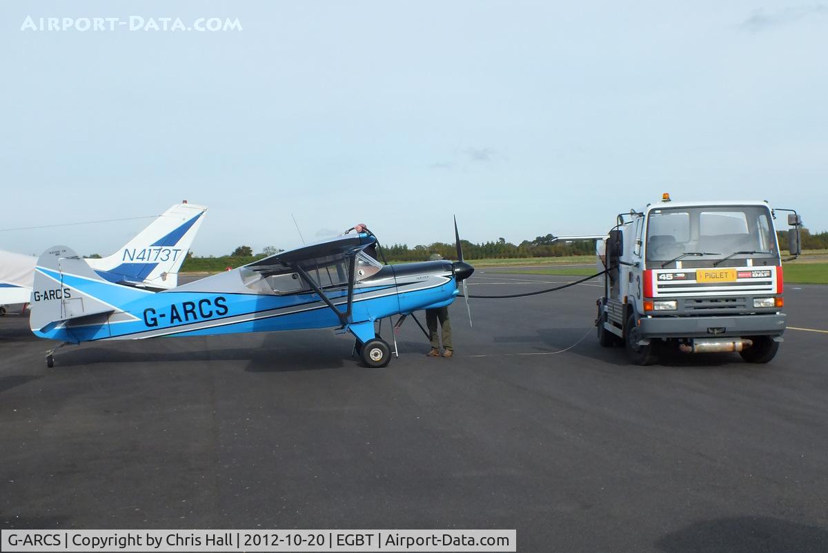 G-ARCS, 1960 Auster D6-180 C/N 3703, taking on fuel at Turweston's 