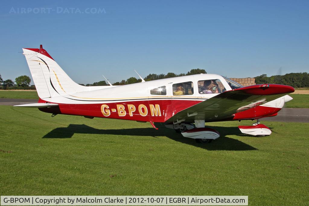 G-BPOM, 1984 Piper PA-28-161 Cherokee Warrior II C/N 28-8416118, Piper PA-28-161. Hibernation Fly-In, The Real Aeroplane Club, Breighton Airfield, October 2012.