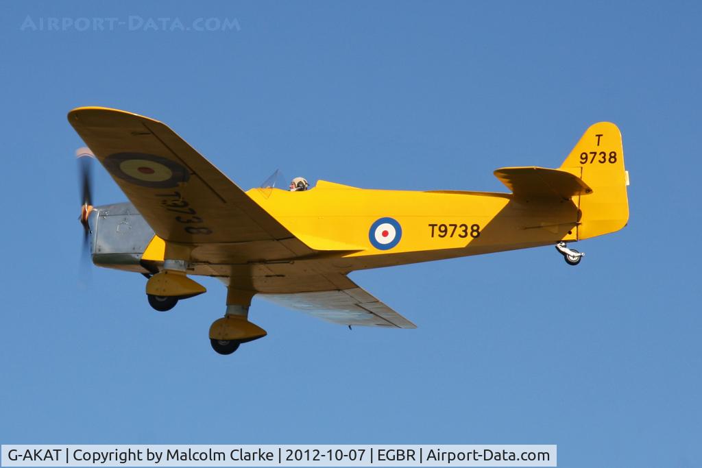 G-AKAT, 1940 Miles M14A Hawk Trainer 3 C/N 2005, Miles M14A Hawk Trainer 3. Hibernation Fly-In, The Real Aeroplane Company, Breighton Airfield, October 2012.