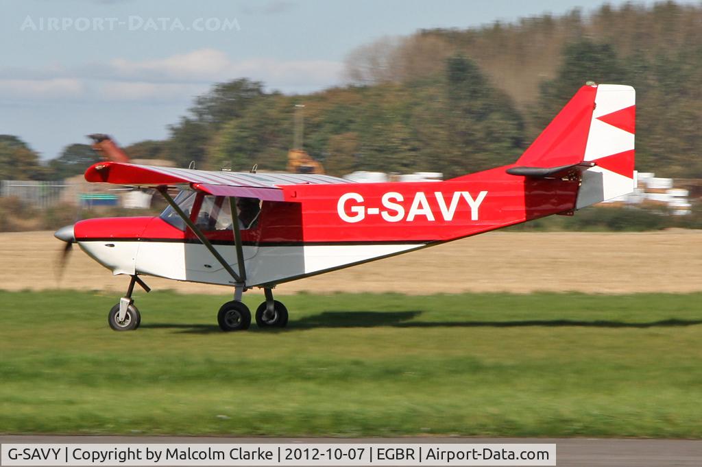 G-SAVY, 2009 ICP MXP-740 Savannah VG Jabiru(1) C/N BMAA/HB/499, Aerotec MXP-740 Savanah VG Jabiru 1. Hibernation Fly-In, The Real Aeroplane Club, Breighton Airfield, October 2012.