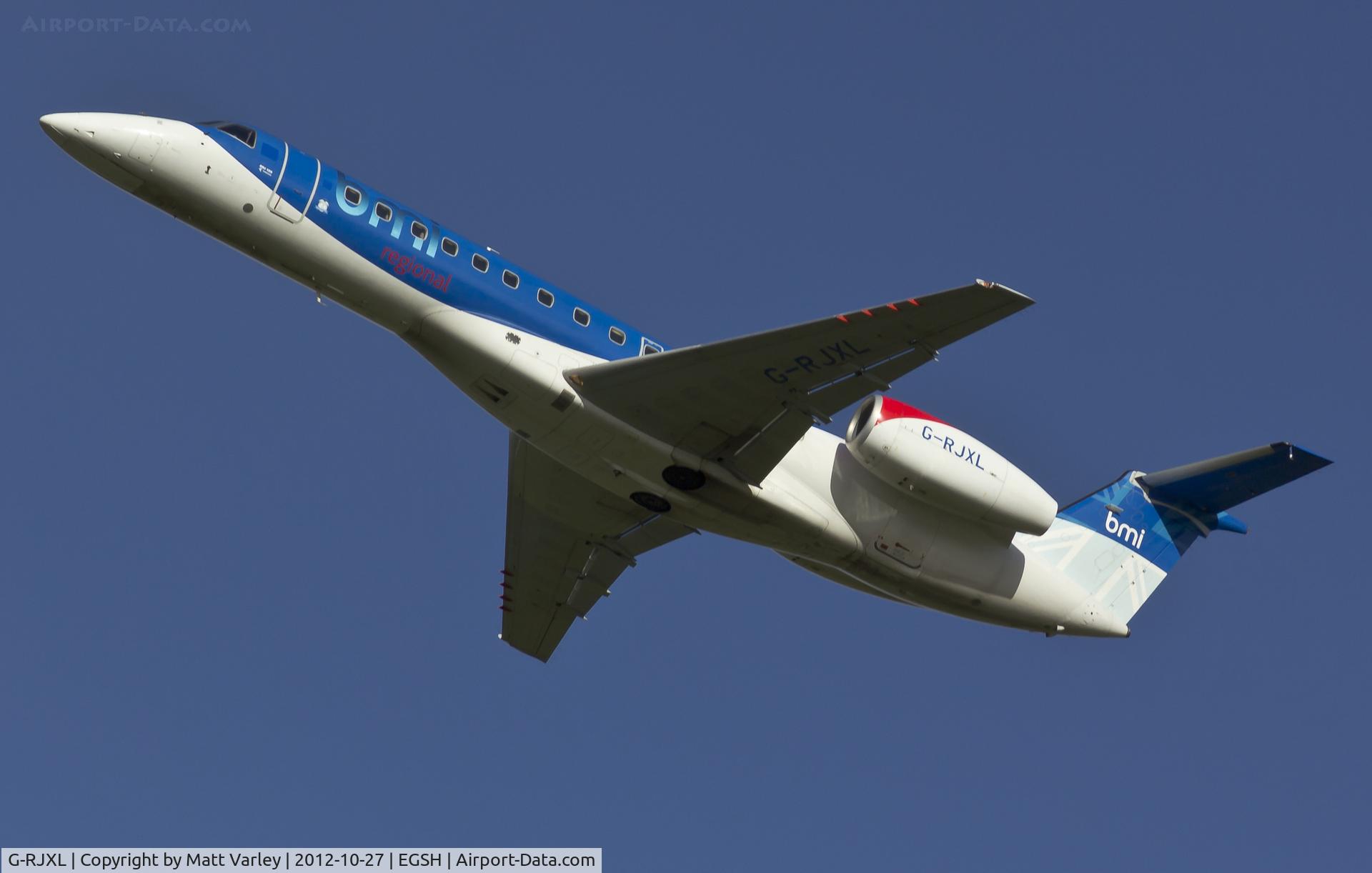 G-RJXL, 2001 Embraer ERJ-135ER (EMB-135ER) C/N 145376, Climbing away from EGSH.