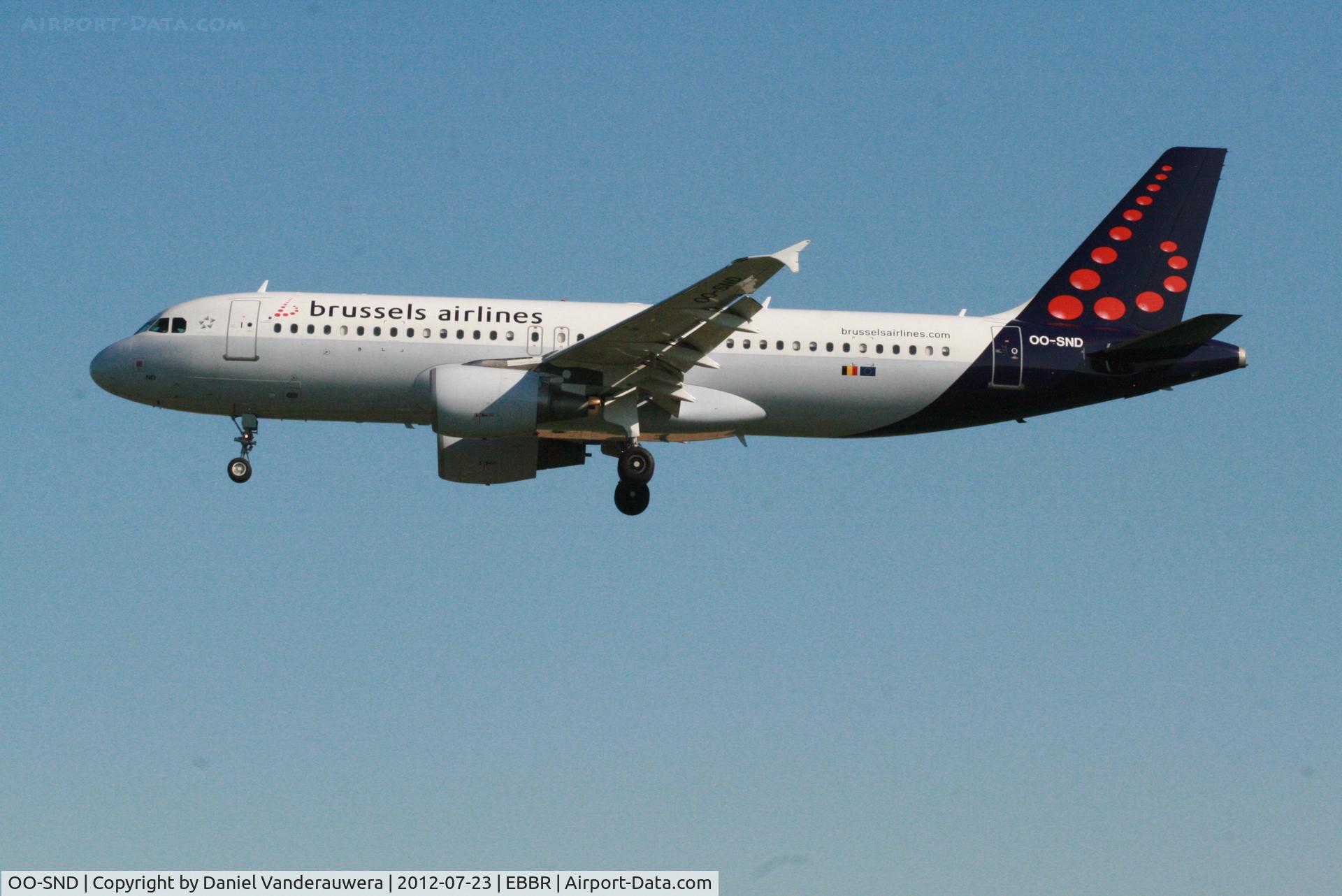 OO-SND, 2002 Airbus A320-214 C/N 1838, Arrival of flight SN3632 to RWY 25L