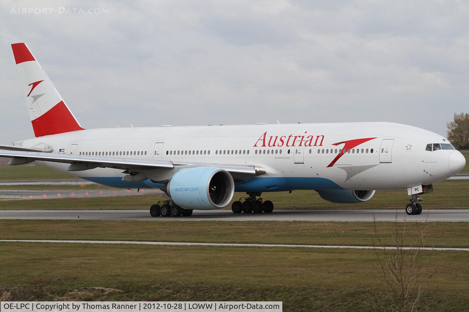 OE-LPC, 2002 Boeing 777-2Z9/ER C/N 29313, Austrian (Tyrolean) Boeing 777