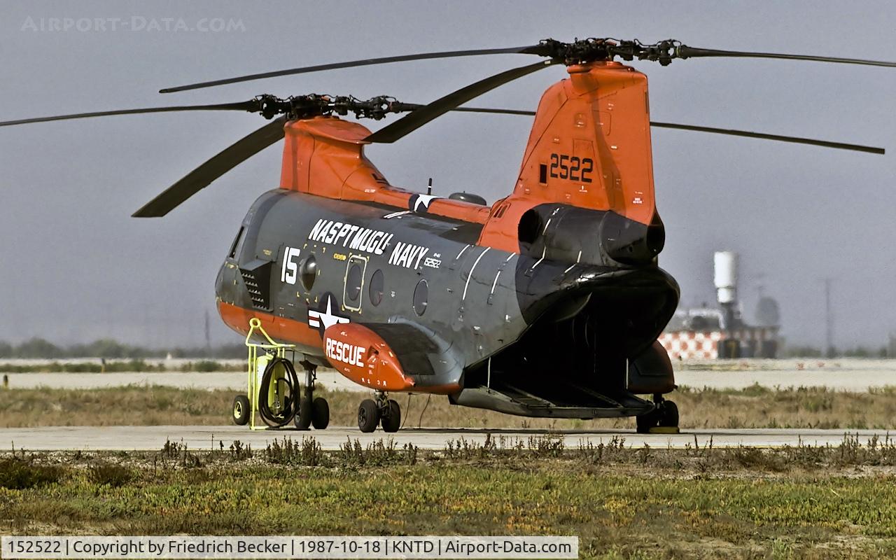 152522, 1963 Boeing Vertol HH-46A Sea Knight C/N 2143, flightline at PMTC Pt. Mugu