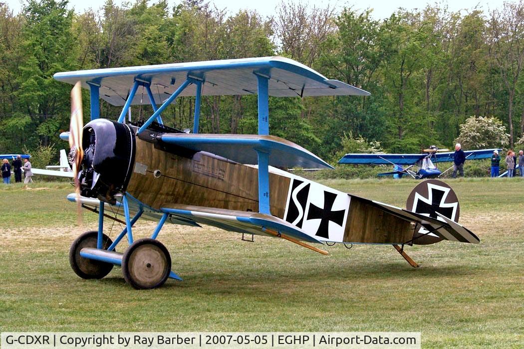 G-CDXR, 2006 Fokker Dr.1 Triplane Replica C/N PFA 238-14043, Fokker Dr.1 Triplane (Replica) [PFA 238-14043] Popham~G 05/05/2007