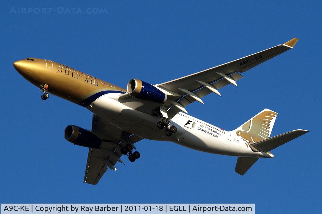 A9C-KE, 2000 Airbus A330-243 C/N 334, Airbus A330-243 [334] (Gulf Air) Home~G 18/01/2011. Wearing F1 2011 titles.