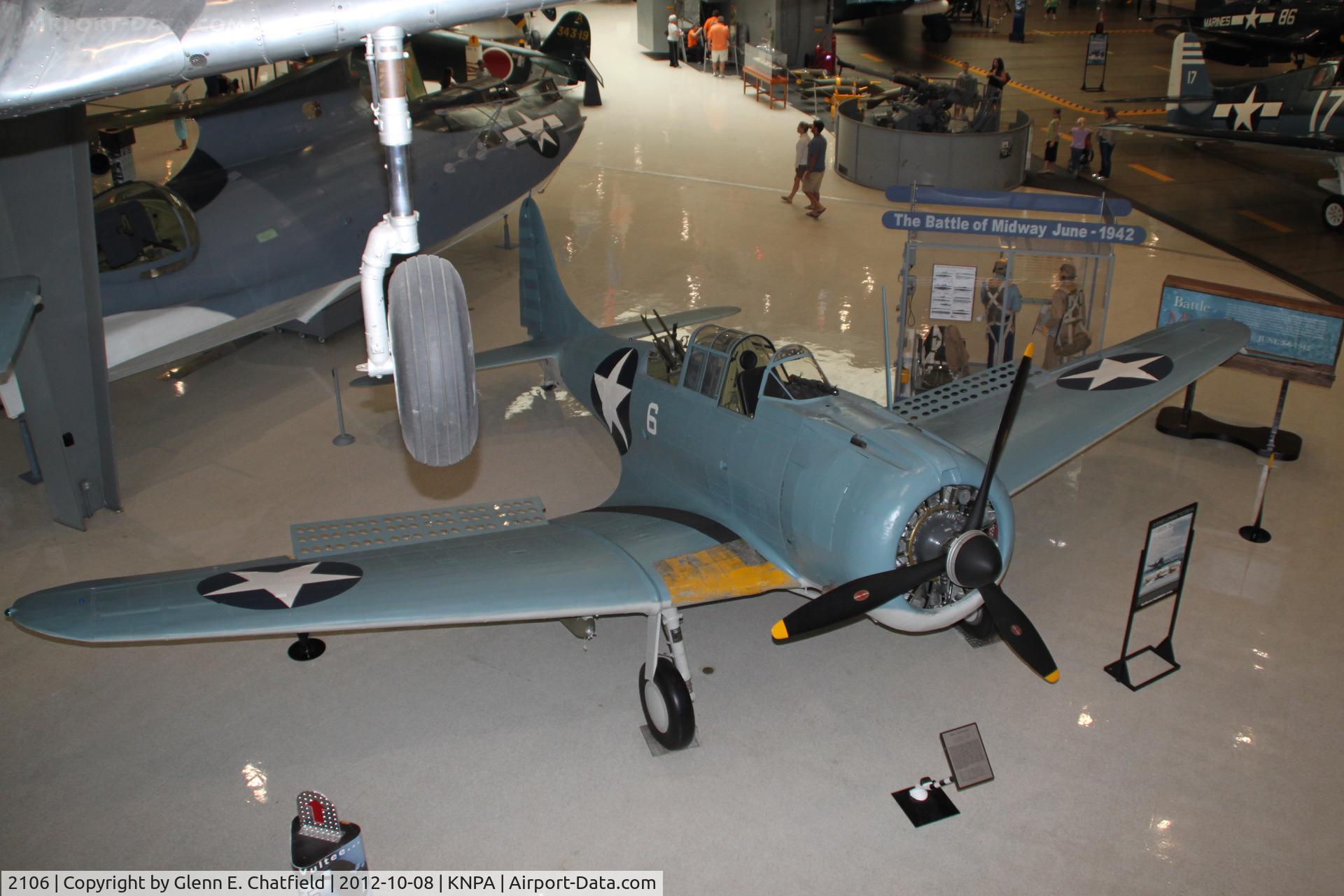 2106, 1940 Douglas SBD-2 Dauntless C/N 632, Naval Aviation Museum. Battle of Midway veteran