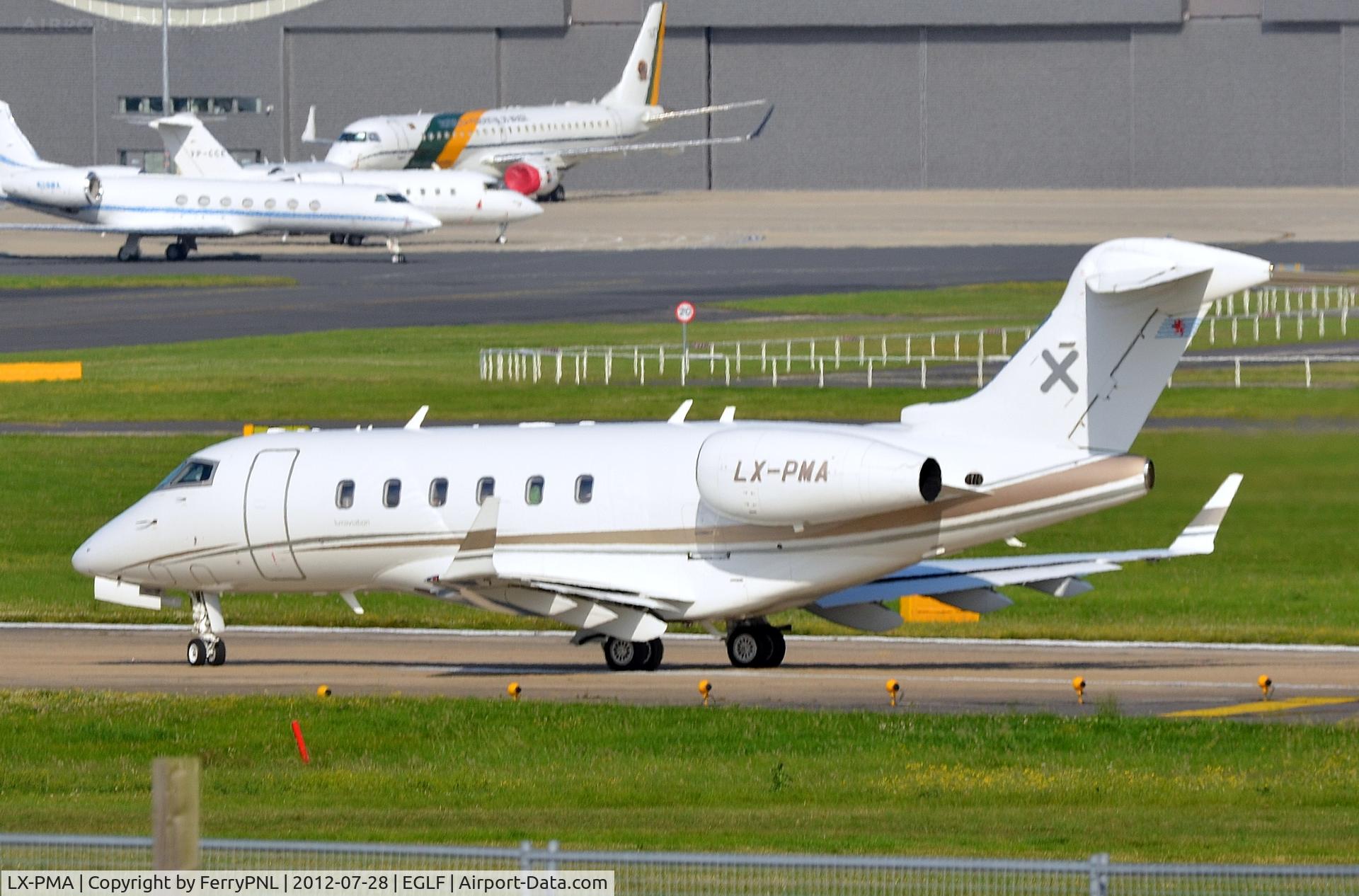 LX-PMA, 2006 Bombardier Challenger 300 (BD-100-1A10) C/N 20097, Lining up for departure at FAB.