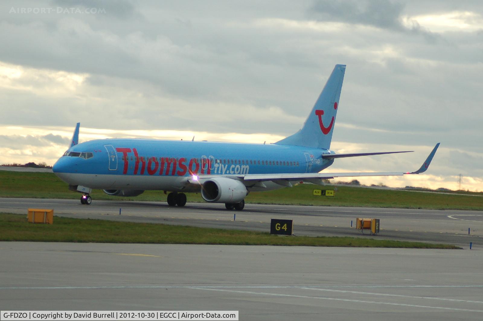 G-FDZO, 2007 Boeing 737-8K5 C/N 34691, G-FDZO Thomson Boeing 737-8K5 taxiing Manchester Airport.