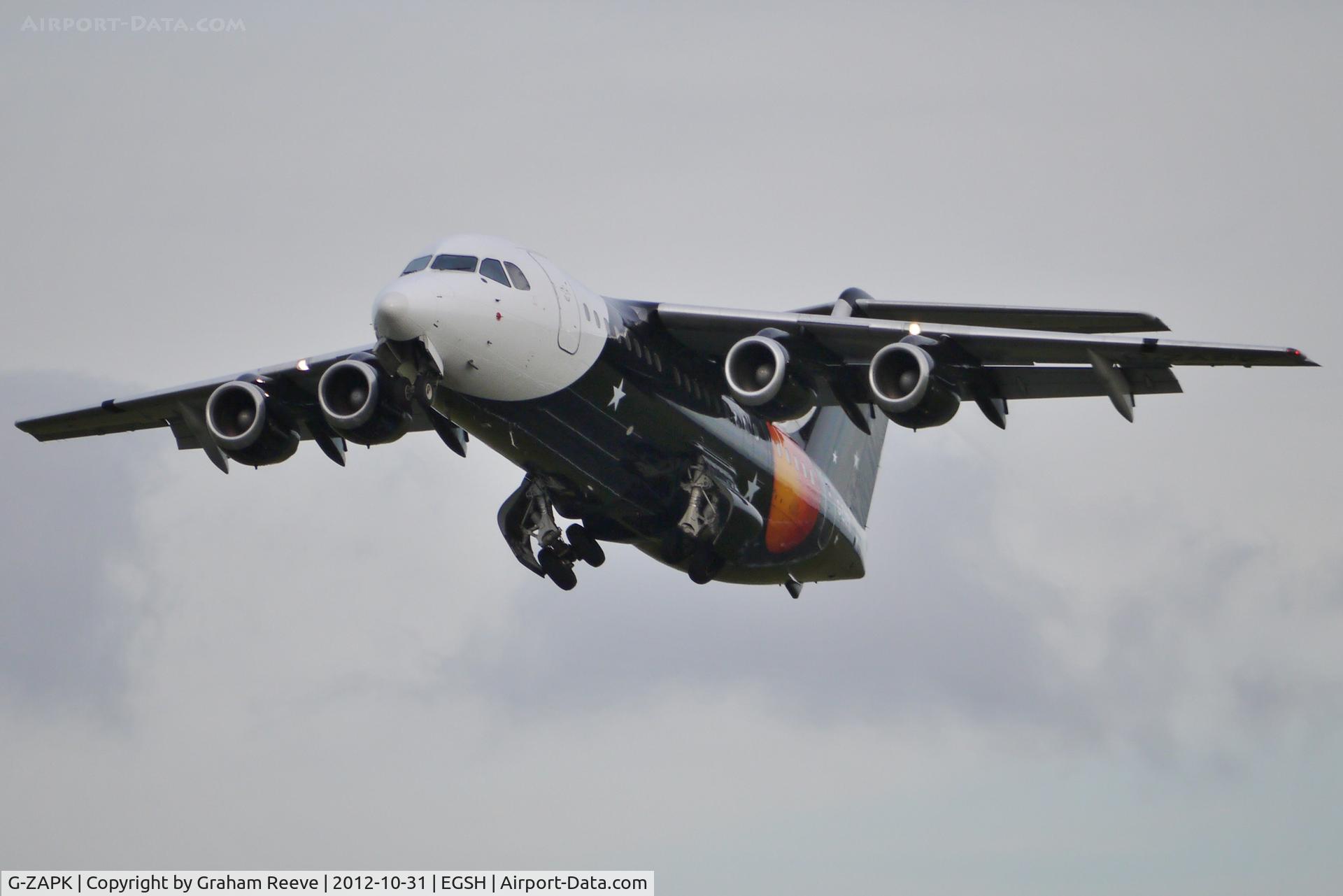 G-ZAPK, 1989 British Aerospace BAe.146-200QC Quick Change C/N E2148, Just taken off.