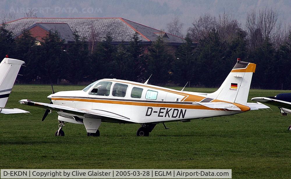 D-EKDN, 1987 Beechcraft A36 Bonanza C/N E-2353, Ex: N7241Y > D-EKDN > G-KSHI - Originally owned to, Kashie Inns Ltd in November 2008 and currently with and a trustee of, Hangar 11 Collection since May 2009.