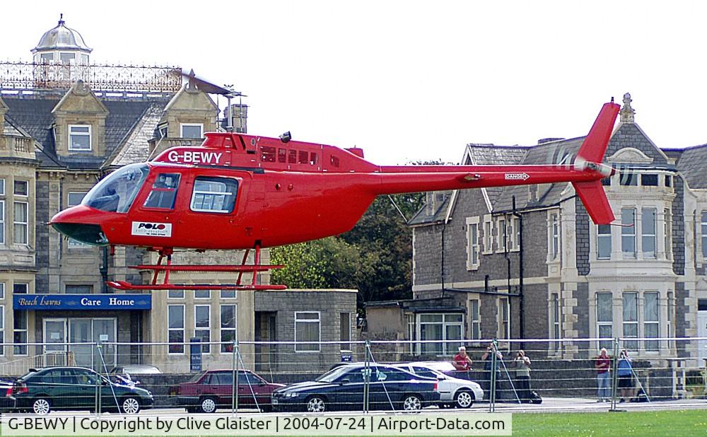 G-BEWY, 1969 Bell 206B JetRanger II C/N 348, Ex: 9Y-TDF > G-BEWY > G-CULL > G-BEWY - Originall yowned to, Bristow Helicopters Ltd in June 1977 and currently with Polo Aviation Ltd since July 2001. Photo taken off-airfield at Weston-super-Mare.