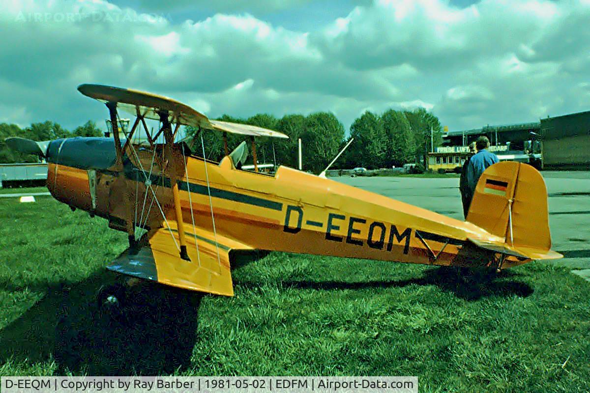 D-EEQM, CASA 1-131E Jungmann C/N 2221, CASA 1.131E Jungmann [2221] Mannheim~D 02/05/1981. Image taken from a slide.