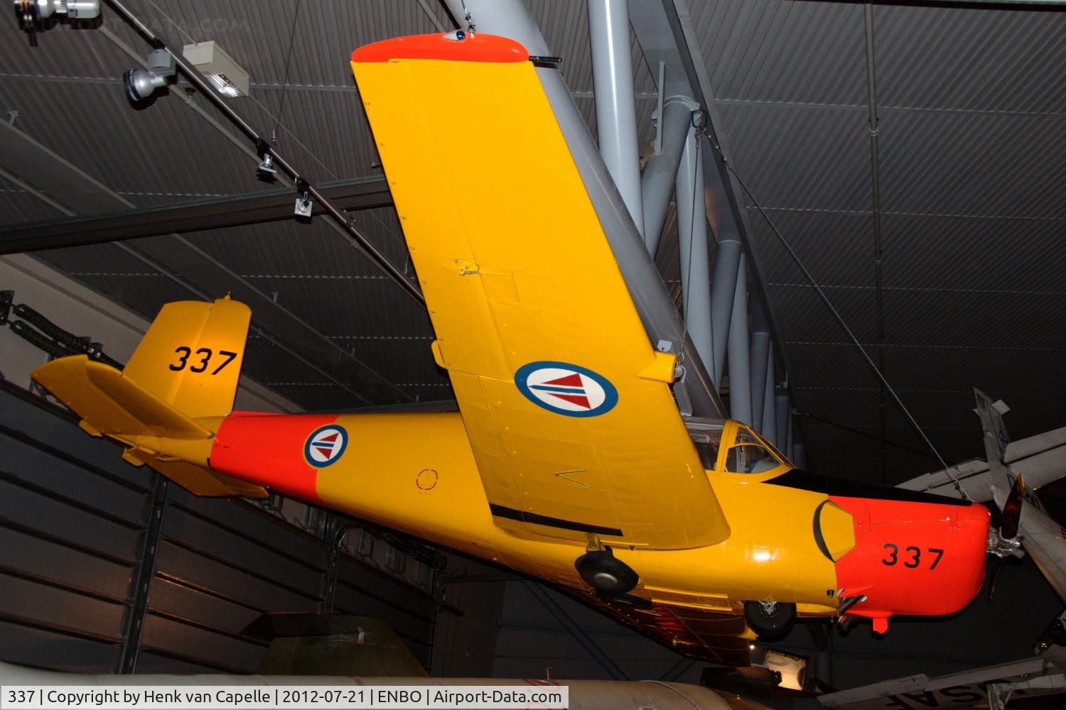 337, 1957 Saab 91B-2 Safir C/N 91-337, Saab Safir trainer of the Royal Norwegian Air Force in the Norsk Luftfartsmuseum in Bodø, Norway.