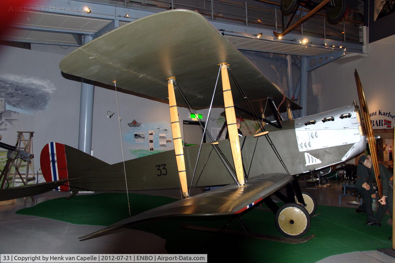 33, 1922 Kjeller F.F.9 Kaje I C/N 76, Kjeller F.F.9 Kaje I trainer as used by the Norwegian Army in the 1920s restored in the Norsk Luftfartsmuseum in Bodø, Norway.