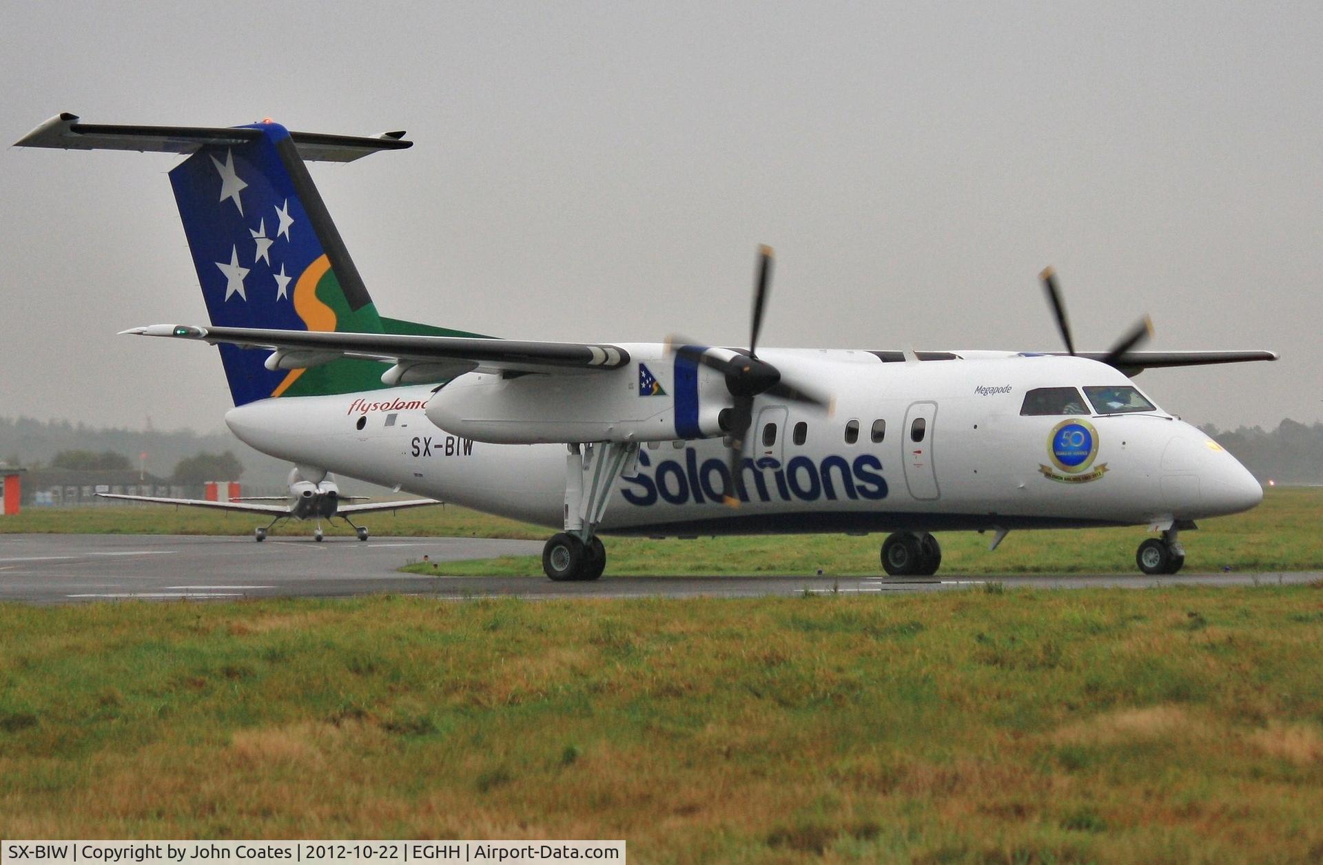 SX-BIW, 1991 De Havilland Canada DHC-8-102 Dash 8 C/N 289, Taxies to depart after respray at Airbourne Colours