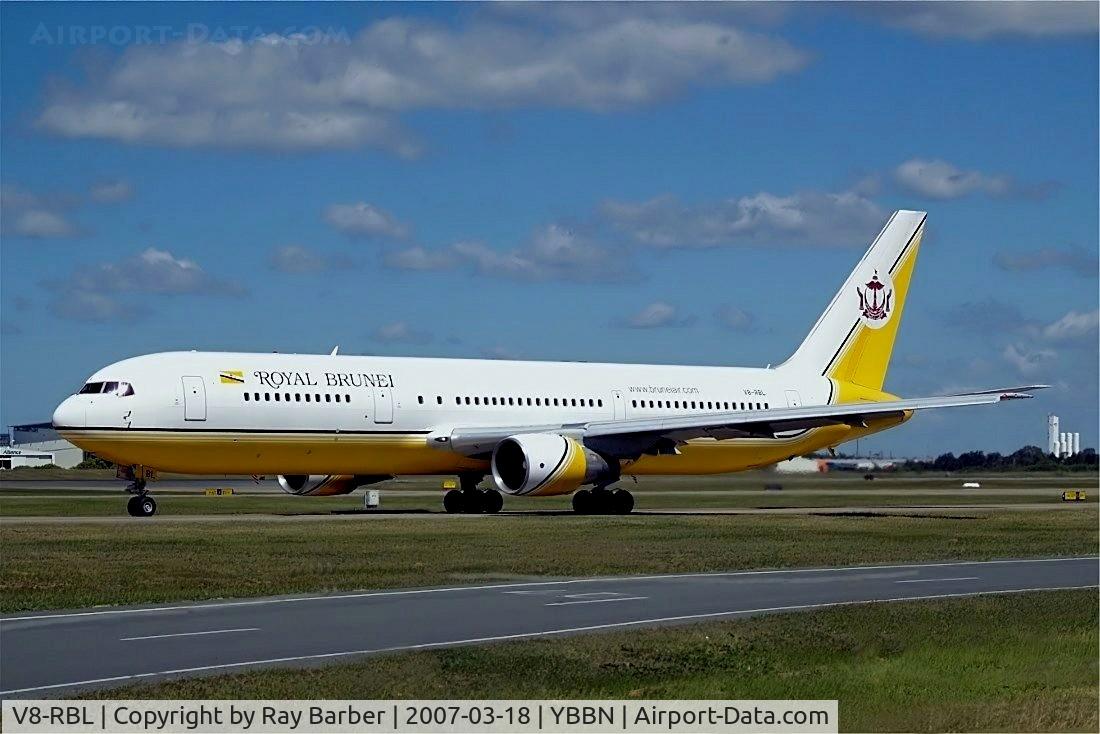 V8-RBL, 1993 Boeing 767-33A/ER C/N 27189, Boeing 767-33AER [27189] (Royal Brunei Airlines) Brisbane Int~VH 18/03/2007