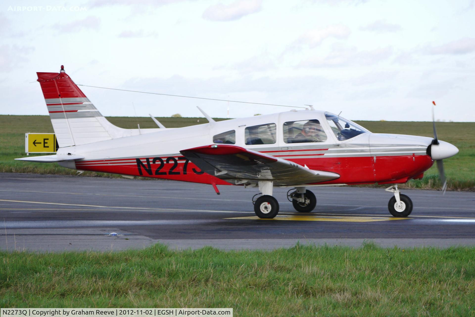 N2273Q, 1977 Piper PA-28-181 Cherokee Archer II C/N 28-7790389, Departing from Norwich.