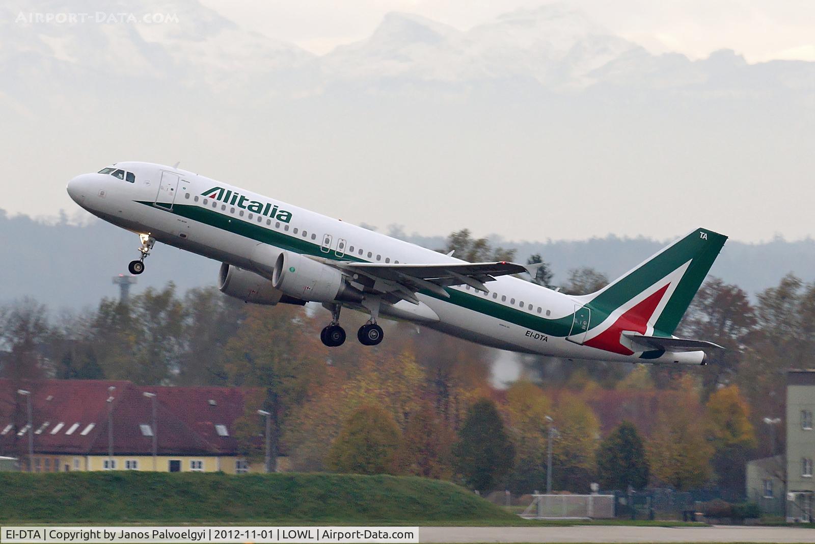 EI-DTA, 2008 Airbus A320-216 C/N 3732, Alitalia Airbus A320-216 takeoff to LIRF/FCO in LOWL/LNZ