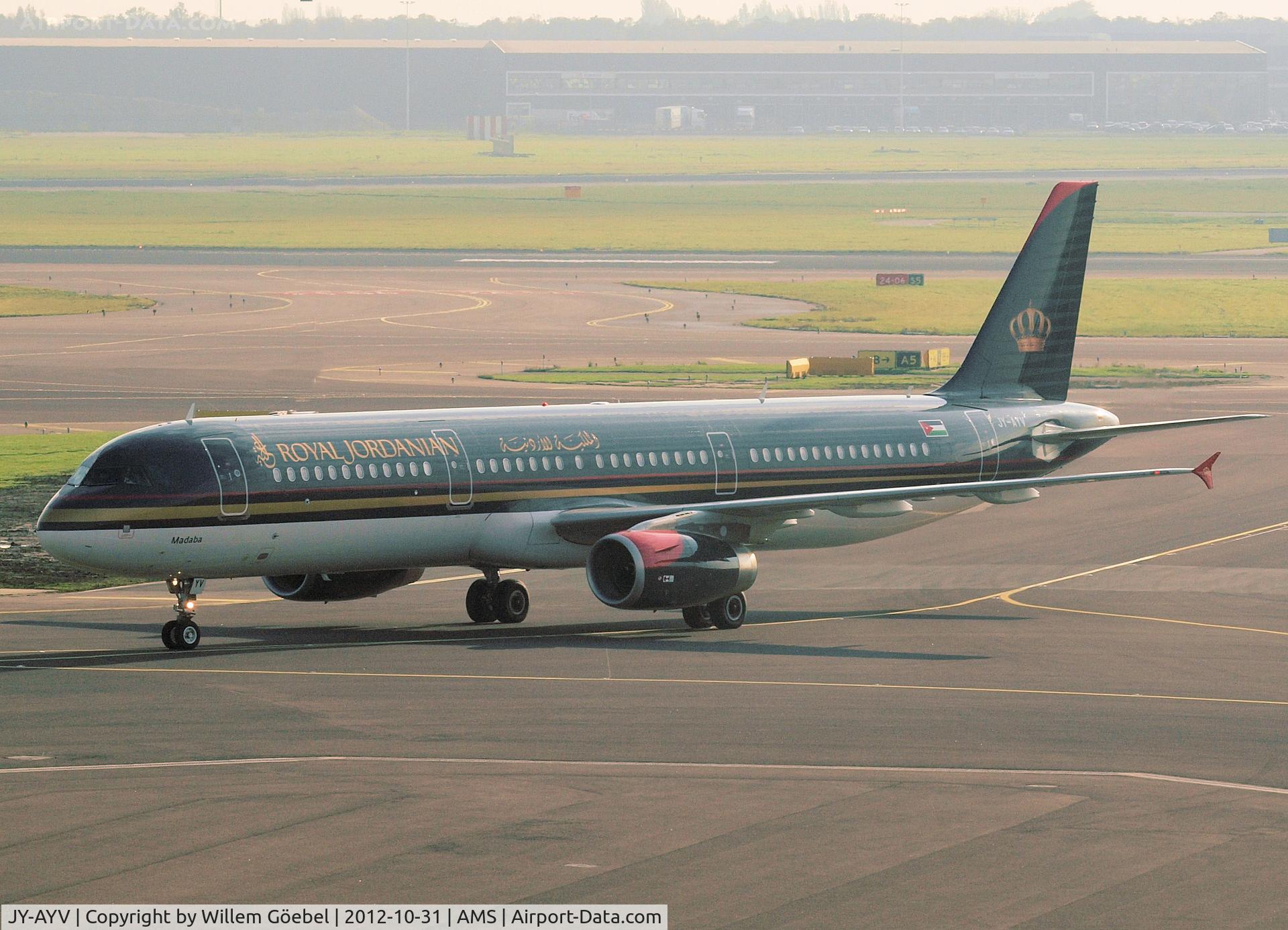 JY-AYV, 2012 Airbus A321-231 C/N 5177, Taxi to the gate of Schiphol Airport