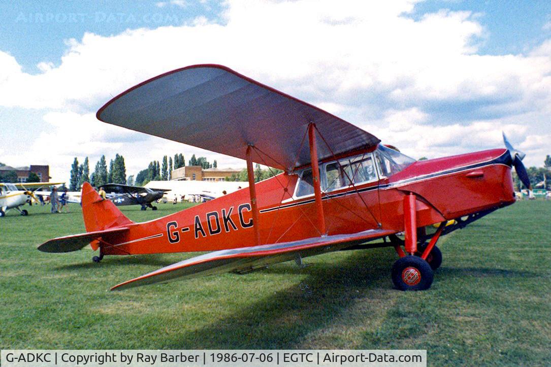 G-ADKC, 1936 De Havilland DH.87B Hornet Moth C/N 8064, De Havilland DH.87B Hornet Moth [8064] Cranfield~G 06/07/1986. Image taken from a slide.