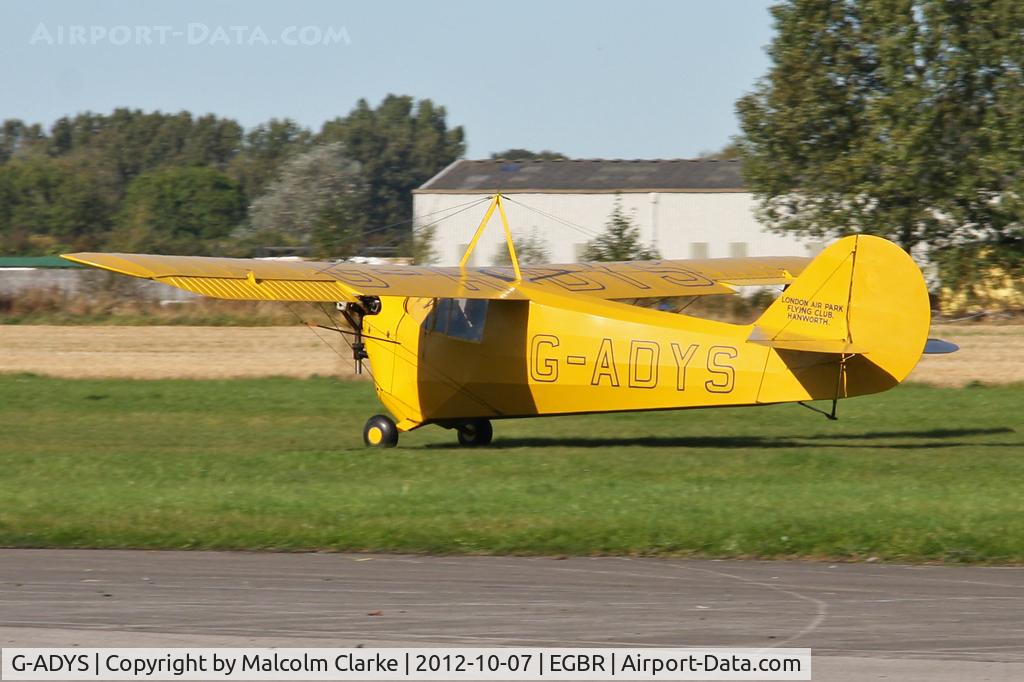 G-ADYS, 1935 Aeronca C-3 C/N A-600, Aeronca C3. Hibernation Fly-In, The Real Aeroplane Company, Breighton Airfield, October 2012.